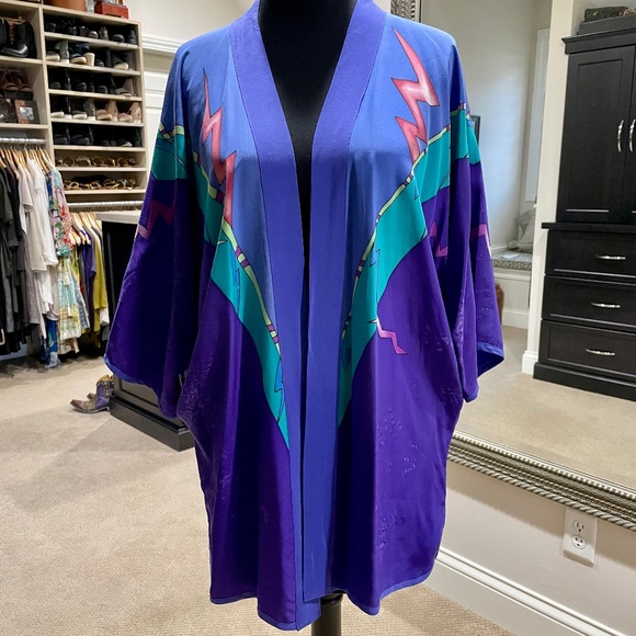 One-of-a-Kind Handpainted Silk Wearable Art Top by Ellen Spring - Picture 1 of 6